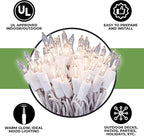 612 Vermont 50 Clear Christmas Lights on White Wire, UL Approved for Indoor/Outdoor Use, 9 Foot of Lighted Length, 11 Foot of Total Length