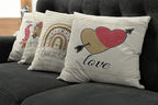 Ambesonne Romantic Throw Pillow Cushion Case Pack of 4, Love Hearts Arrow You and Me Be My Valentine Hugs Kisses Lettering, Modern Accent Double-Sided Digital Printing, 20", Ivory Camel and Dark Pink