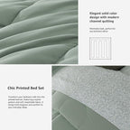 Monbix Queen Comforter Set - 7 Pieces Sage Green Bed in a Bag Queen Track Stitching Bedding Sets, All Seasons Down Alternative Comforter Bed Set with Sheets,Pillowcases & Shams