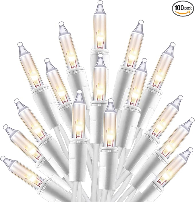 Holiday Essence Clear Warm White Christmas String Lights 20 Ft White Wire 100 Christmas Decorative Lights Set Static and Flashing for Indoor Outdoor Use Tree Decor UL Listed