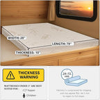Foamma 10" x 28” x 79” Truck, Camper, RV High-Density Bunk Mattress, Washable Organic Cotton Cover, Made in USA, Comfortable, Travel Trailer, CertiPUR-US Certified
