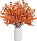 Uieke 15Pcs Artificial Fall Flowers Babys Breath Flower Bulk Fake Orange Silk Flowers Artificial Gypsophila Bouquet Floral for Home Festival Wedding Party Décor