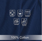 COTTON CRAFT Soft Cotton Thermal Blanket - Plush Herringbone Twill - All Season Luxurious Breathable Skin Friendly Lightweight Cooling Throw Blanket - Sofa Couch Travel Camping Dorm - Full Queen Navy