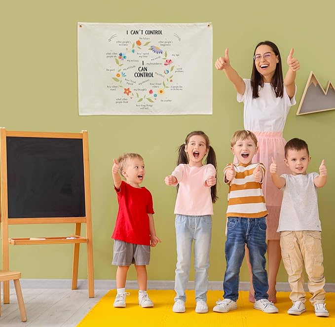 Mental Health Inspirational Rectangular Banner Flag Wall Sign Decor Gift for Boy Girl Kid Teen Classroom Therapy Office Homeschool Reading Room-I can't control the Future-Birthday Christmas Gift