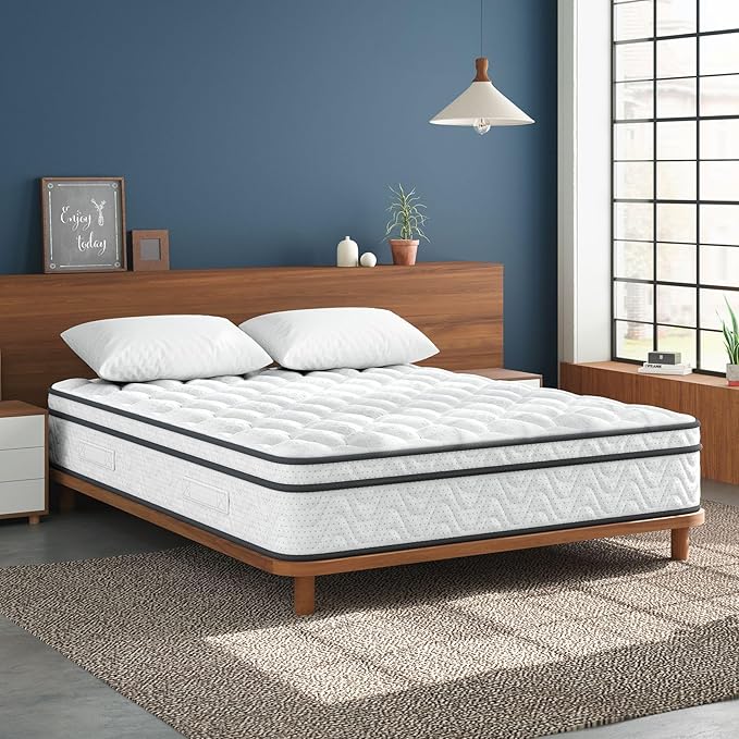 Vesgantti Full Size Mattress 12 Inch, Fiberglass-Free | Cool Sleep Hybrid Double Mattress in a Box - Memory Foam & Pocket Springs, Ergonomic Design, Pressure Relief, Medium Firm Feel, 54"×75"×12"