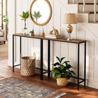 HOOBRO 2 Pack Narrow Console Table, 29.5" Small Entryway Table, Thin Sofa Table, Display Table, for Hallway, Bedroom, Living Room, Foyer, Rustic Brown and Black BF75XGP201