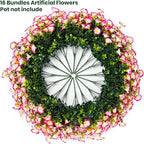 Artificial Faux Flowers for Outdoor 16 Bundles Boxwood Fake Morning Glory for Planter,UV Resistant Fake Flowers for Home Porch Patio Outside（Pink）