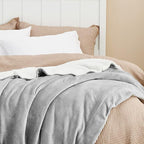 Bedsure GentleSoft Sherpa Fleece Throw Blanket Twin Size for Couch - Thick and Warm Throw for Women and Men, Soft Fuzzy Plush Twin Blanket for Winter, Light Grey, 60x80 Inches