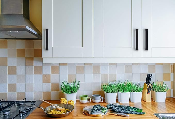 Ravinte 20 Pack 3-3/4 Inch Kitchen Square Cabinet Handles Matte Black Cabinet Pulls Black Drawer Pulls Kitchen Cabinet Hardware Kitchen Handles