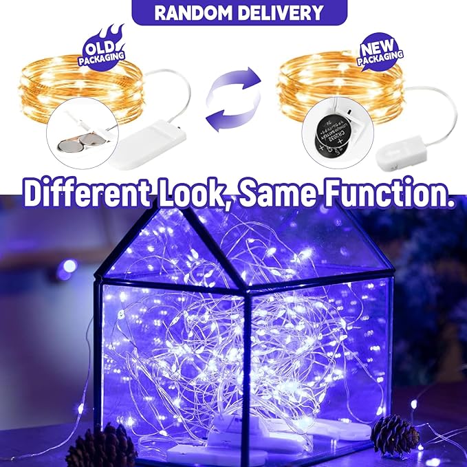 6 Pack LED Fairy Lights 7ft Battery Powered Waterproof Silver Wire 20 Led Mini String Mason Jar Lights for DIY Wedding Party Bedroom Patio Easter Christmas (Blue)