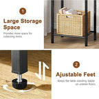 Hoctieon 3 Tier End Table, Telephone Table, Narrow Side Table with Storage, Nightstand for Small Spaces, Metal Frame, For Living Room, Bedroom, Sofa Couch, Hall, Easy Assembly, Rustic Brown