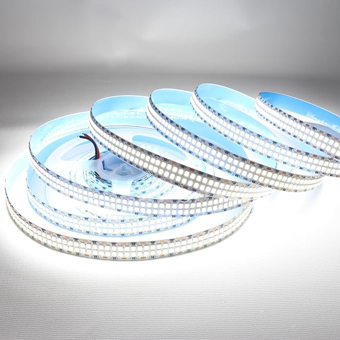 2835 SMD Cold White LED Strip Lights 6500K DC 24V 16.4ft/5M Double Row 2400 LEDs Flexible LED Strip Tape Light Ribbon Lamp LED Daylight Dimmable Strip Lights for Bedroom, Kitchen, Cabinet