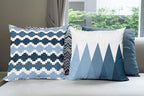 Ambesonne Modern Throw Pillow Cushion Case Pack of 4, Geometric Style Pattern of Triangles Zigzags Love Home Phrase Design, Modern Accent Double-Sided Digital Printing, 18", Petrol Blue and White