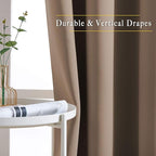 NICETOWN Kitchen Blackout Curtains and Drapes - Triple Weave Energy Saving Thermal Insulated Solid Grommet Blackout Panels for Patio (1 Pair, 66 inches by 90 Inch, Cappuccino)