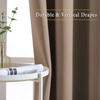 NICETOWN Insulated Blackout Curtains and Drapes - Microfiber Energy Saving Thermal Insulated Solid Grommet Blackout Draperies for Kitchen (1 Pair, 66 inches by 54 Inch, Cappuccino)