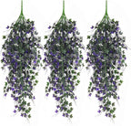 Artificial Ivy Vines Fake Plants Artificial Hanging Plants Faux Hanging Ivy Leaves Artificial Plants UV Resistant Plant for Outdoor Terrace Garden Decoration Indoor Bathroom Wall Decor(Purple)