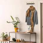 Coat Rack Wall Mount with 5 Tri Hooks, Stainless Steel 16 Inch – Black & Gold Matte Finish, Heavy Duty Wall Mounted Hook Rack for Coats, Hats, Towels, Scarfs, Robes, Bags, Entryway & Bathroom, 4 Pack