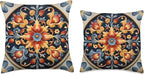 Traditional Norwegian Rosemaling Folk Art Throw Pillow