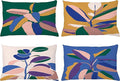Ambesonne Floral Throw Pillow Cushion Case Pack of 4, Abstract Botanical Look Design of Modern Leafy Plant Ornament Print, Modern Accent Double-Sided Printing, 20" x 12", Hunter Green Blush and Blue