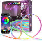 65.6FT LED Neon Rope Lights, Flexible Led Rope Lights Control with App/Remote, IP67 Outdoor RGB Color Changing Led Neon Lights Waterproof, Music Sync Led Strip Neon Lights for Bedroom Decor
