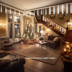 Aukora White Christmas Lights Outdoor, UL Plug 24 Tubes 576 LEDs Meteor Shower Light, Tandemable Icicle Snow Falling Rain Light for Xmas Tree Halloween Decorations Wedding Party Holiday Garden Decor