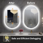 S'bagno 24x36 Inch Oval LED Mirror for Bathroom with Front and Backlight, Anti-Fog, 3 Colors Temperature & Dimmable, Bathroom Mirror with Lights with Memory Function, Waterproof, Shatter-Proof