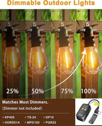 30FT LED Outdoor String Lights with 10+1 Edison Shatterproof IP65 Waterproof Bulbs, 2700K Dimmable Commercial Grade Patio Lights, Heavy Duty Outside Hanging Lights for Garden Porch Decor