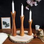 OLEEK Wooden Taper Candle Holders - Woods Taper Candle Holders for Table Centerpiece - Wood Candlestick Holders (9", 8", 6") Wooden Candlestick Holder for 7/8" candlesticks - Candlestick Holders Wood