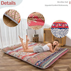 MAXYOYO Bohemian Retro Floor Mattress Vintage Floral Japanese Futon Mattress Roll Up Thicken Sleeping Bed Portable Camping Mattress Floor Lounger Couch Bed Mattress Pad, Full Size