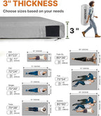 3 Inch GAIALOOP Thick Memory Foam Camping Mattress Sleeping Pad [Car/Tent/Cot] Glamping Portable Floor Mat Roll Up Futon Mattress for Guests Sleepover