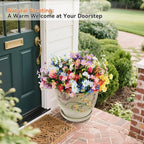 28 Bundles UV Resistant Outdoor Silk Artificial Flowers,7 Colors, Faux Daisy Flowers Hanging Fake Plants for Porch Patio Garden Window Yard Farmhouse Summer Autumn Decoration.