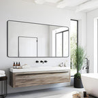 30" x 55"Bathroom Mirror, Matte Black Wall Mirror with Metal Frame, Decorative Rectangular Vanity Mirror for Bedroom Bathroom Living Room Entryway (Horizontal/Vertical)