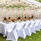 Giegxin 24 Pcs Artificial Wisteria Hanging Flowers 3.6 ft Artificial Fake Wisteria Vine Rattan Hanging Garland Silk Flowers String for Wall Home Wedding Party Greenery Decorations (Pink,White)