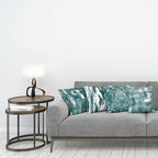 Ambesonne Vintage Throw Pillow Cushion Case Pack of 4, Abstract Grunge Effect Brushstrokes Waving Striping Stains Paisley Drops, Modern Accent Double-Sided Digital Printing, 24", Dark Sea Green Teal