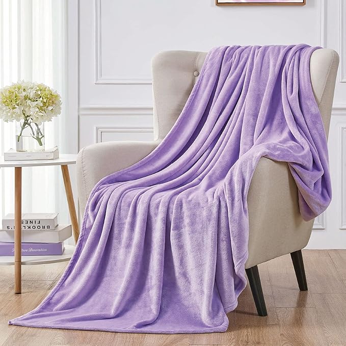 Walensee Fleece Blanket Plush Throw Fuzzy Lightweight (Throw Size 50x60 Lavender) Super Soft Microfiber Flannel Blankets for Couch, Bed, Sofa Ultra Luxurious Warm and Cozy for All Seasons