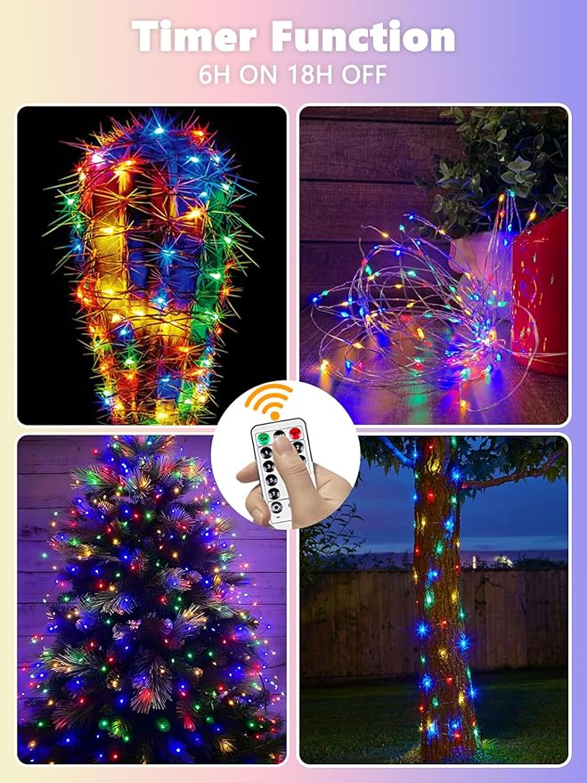 6 Pack Fairy Lights Battery Operated with Remote Control Timer, 26 FT 80 LED String Lights Outdoor Indoor, 8 Modes Twinkle Lights for Christmas Party Wedding Birthday Bedroom Decorations (Multicolor)