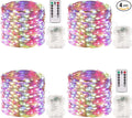 4 Pack 100 LED Fairy Lights Battery Operated with Remote, 33FT Waterproof Twinkle Lights with Timer & 8 Modes, Fairy String Light Outdoor Indoor for Bedroom Classroom DIY Christmas Decor (Multicolor)