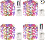 4 Pack 100 LED Fairy Lights Battery Operated with Remote, 33FT Waterproof Twinkle Lights with Timer & 8 Modes, Fairy String Light Outdoor Indoor for Bedroom Classroom DIY Christmas Decor (Multicolor)
