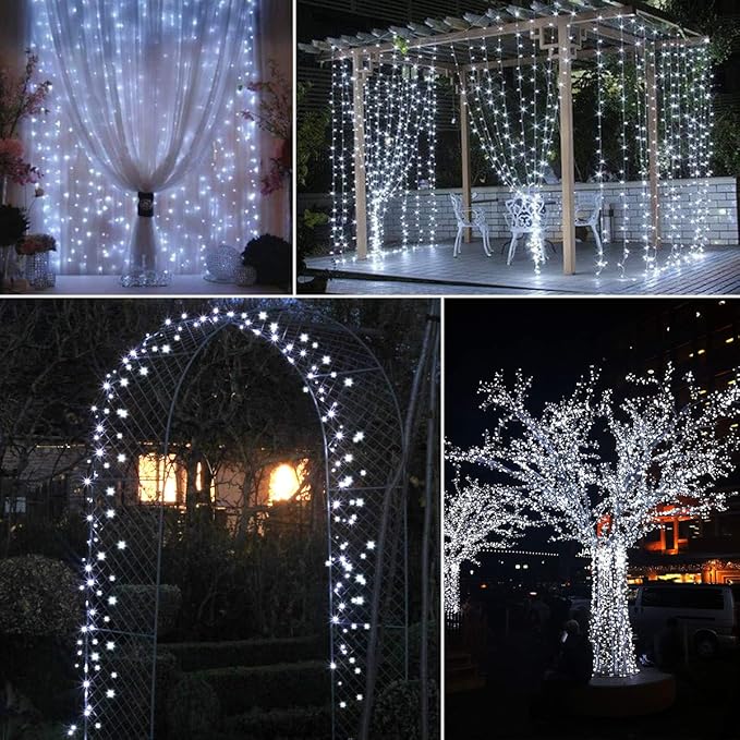 AMIR Upgraded Solar String Lights Outdoor, 39Feet 120 LED 8 Modes Copper Wire Light, Solar Powered Fairy Lights, Waterproof Solar Decoration Lights for Garden Yard Party Wedding Christmas (White)