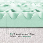 Mellow 1.5 Inch 5-Zone Memory Foam Mattress Topper, Calming Aloe Infusion, Dorm Essentials, Twin XL