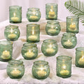 DARJEN 48Pcs Green Votive Candle Holders- Glass Candle Holders Bulk for Flameless LED Tea Waxes, Romantic Candle Holder for Wedding Decor, Various Parties & Dinner Table