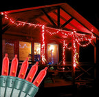 Holiday Essence - LED Red Christmas Lights Green Wire 26.9 Feet Long String Lights Set for Outdoor & Indoor Décor, Valentines Day, Halloween, Christmas Trees, Lighting Decorations, UL Certified