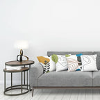 Ambesonne Minimal Throw Pillow Cushion Case Pack of 4, Modern Line Art Woman Portrait with Contemporary Leafy Geometric Details, Modern Accent Double-Sided Digital Printing, 20", Blue Green Marigold