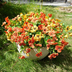 Artificial Flowers for Outdoor, UV Resistant Fake Silk Flowers, Realistic Faux Plants for Outside Indoor Porch Patio Window Box Planter Home Decor (16, Orange Yellow)
