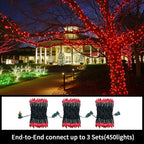 LAMPHOME Super-Bright Extendable RED Christmas Lights Decoration 300 Lights 63.8ft(2pk of 150L) UL Certified Mini Bulb String Lights Set for Outdoor Christmas Tree Garden Holiday Party Patio Decor