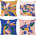 Ambesonne Floral Throw Pillow Cushion Case Pack of 4, Abstract Flowers and Petals with Exotic Vibes Colorful Modern Style, Modern Accent Double-Sided Digital Printing, 18", Rose Dark Violet Mustard
