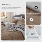 Bedsure Full Size Comforter Set - 7 Pieces Reversible Brown Bedding, Full Size Bed Set for All Seasons, Bed in a Bag with Down Alternative Comforter, Sheets, Pillowcases & Shams
