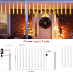 Joomer 2Pack Christmas Lights Outdoor, 11.8 inch 10 Tubes 240 LED Meteor Shower Lights, LED Falling Icicle Cascading Light with Timer Waterproof and Connectable for Christmas Decoration (Warm White)
