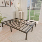 ALDRICH 12 Inch Metal King Size Bed Frame - Double Black Basic Steel Slats Platform, Easy Assembly Heavy Duty Noise Free Bedframes, No Box Spring Needed