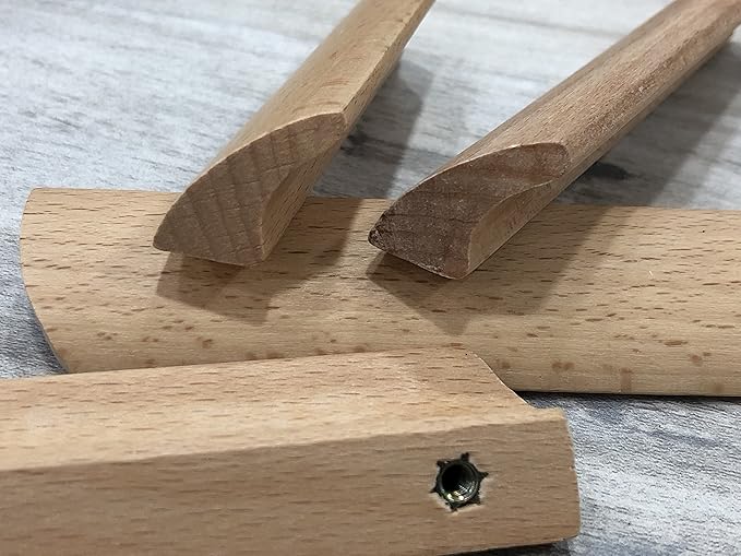 6Pcs Unfinished Wood Solid Furniture Pulls Handles,Unfinished Unpainted Paintable Wooden Handles Cupboard Closet Drawer Handle Pull,Length 4.84",Hole Dis.3.78"